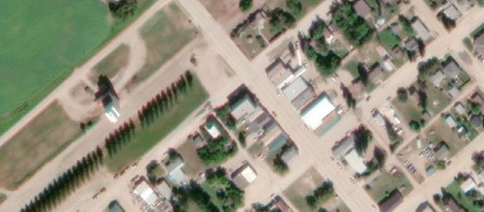 Satellite view of 104 Main Street, Blaine Lake, SK